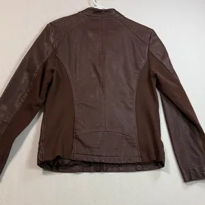 Sebby Collection Elegant Brown Faux Leather Jacket thumbnail 5