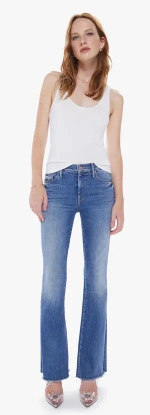 Mother The Weekender Fray Groovy Kind of Love Flare Wide Leg Jeans Women's US 28 thumbnail 1