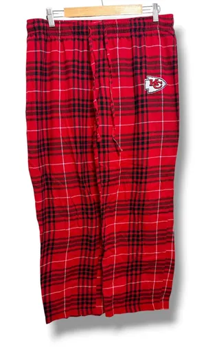 NFL Kansas City Chiefs Pajama Pants Women L Red Plaid Flannel Lounge Football thumbnail 1
