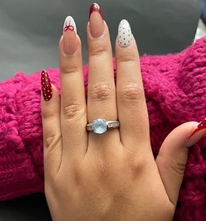 925 Sterling Silver Aquamarine Cubic Zirconia Ring Size 8 Engagement Anniversary thumbnail 1