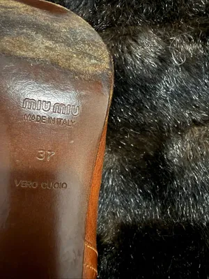 Vintage Miu Miu Cognac Leather Knee high boots 37 7 SINGLE LEFT BOOT thumbnail 9