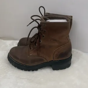 Skechers Womens 8.5 Combat Boots Brown Leather Chunky Biker Grunge Y2K thumbnail 3