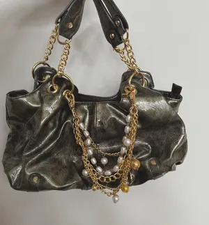 Women's Y2K Slouchy Hobo Patent Leather & Gold Chunky‎ Charm Green Purse Handbag thumbnail 1