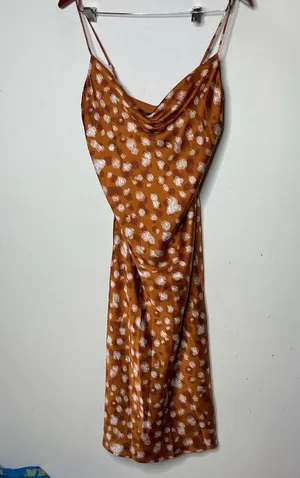 Bardot Printed Slip Dress Sketch Spot Copper Gold Womens 8 thumbnail 2