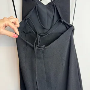 NWT ZARA Midi Corset Dress Sz Small Black Open Lace Up Back Side Slit thumbnail 14