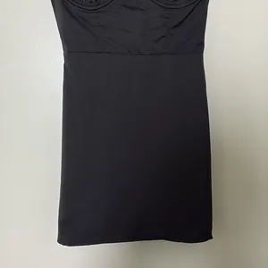 Lulus Perfected Aesthetic‎ Black Satin Ruffled Bustier Mini Dress Size S thumbnail 5