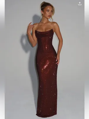 Babyboo Mirabella Maxi Dress in Plum Brown Embellished Rhinestone Size XXL thumbnail 3