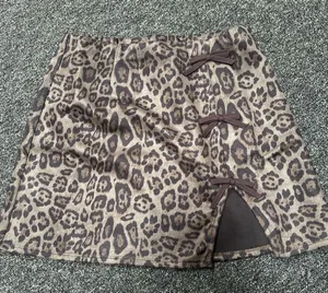 Leopard Print Mini Skirt with Bows Brown thumbnail 1