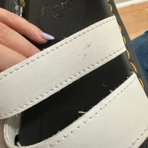 Dr. Martens | Woman's Blaire White Black Leather Platform Slide Sandals, Size 10 thumbnail 11