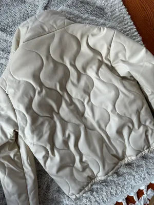 Forever21 cream puffer wavy stitch cinchable waist transition jacket thumbnail 12