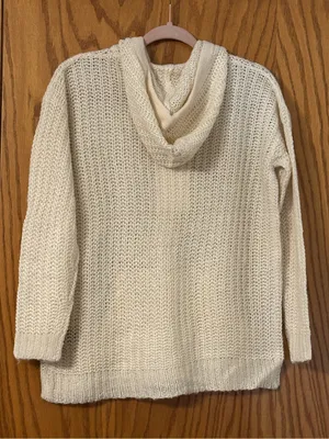 Culture Couture Cream Knit Zip-Up Hooded Sweater - NWT - Size XS (oversized) thumbnail 2