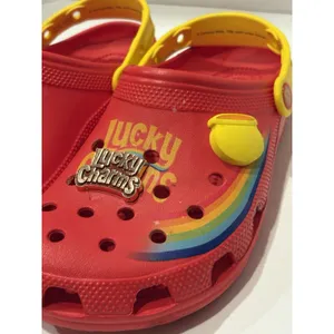 Crocs Lucky Charms Unisex Clog Red/Yellow Rainbow Logo Round Toe W9 M7 thumbnail 2