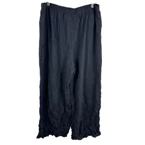 Olivia by Habitat Clothes Womens Large Black Crinkle Crepe Travel Pant Relaxed thumbnail 2