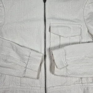 BCBGMaxAzria Frankie Off‎ White Zip Up Moto Blazer Jacket XS Textured thumbnail 6