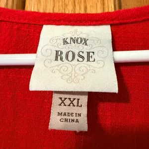 Knox Rose‎ Womens XXL Red Lace Bell Sleeve Tie Front Button Down Boho Blouse thumbnail 3