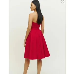 Reformation Buttercup‎ Dress Size 10 Red Fit and Flare Strapless Midi Formal thumbnail 3