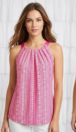 Banana Republic Women’s Pink Patterned Sleeveless Halter Top Size XS thumbnail 1