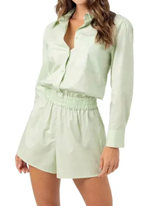 SUNDAYS by wearesundays Mint Green Lottie Button Front Long‎ Sleeve Romper thumbnail 1