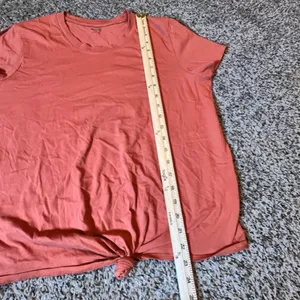 Madewell‎ Womens Short Sleeve Front Knot Tie Tee Coral Orange Slub Cotton Size L thumbnail 5