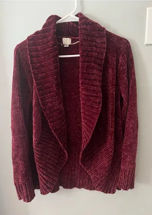 a new day Chenille Open-Front Cardigan - Burgundy thumbnail 1