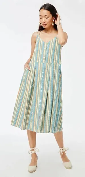 Roller Rabbit Seersucker Lindy Dress Rainbow‎ Stripe Size Medium thumbnail 1