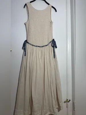 NWOT Free People Nightingale Solid Midi Dress with Navy Tie thumbnail 10