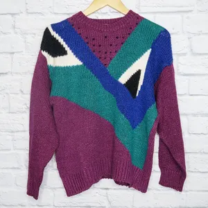 Vintage 80’s Purple Beaded Abstract Sweater thumbnail 2