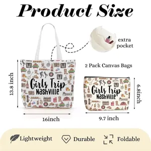 NEW!Girls Trip Nashville Canvas Tote and Pouch Set thumbnail 3