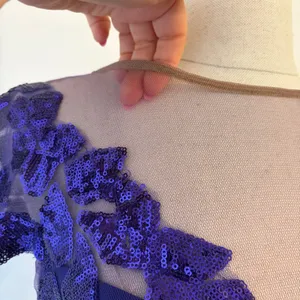 Tadashi Shoji Gown 6 Purple Sequin Illusion Mesh Formal Dress Event Gala Wedding thumbnail 6
