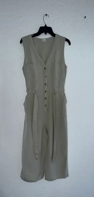 A New Day Linen Blend Sleeveless Jumpsuit - Tan/Oatmeal - Size Small thumbnail 8