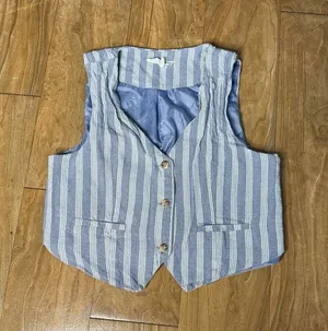 Hippie Rose Blue and White Striped Vest thumbnail 1