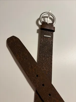 Relic Fossil women's "Starry Snowflake" embossed brown faux leather belt large thumbnail 2