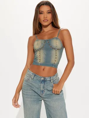 Denim Studed Top Size XS thumbnail 1