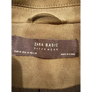 Zara Women's Olive Green Faux Suede Biker Jacket Size M thumbnail 6