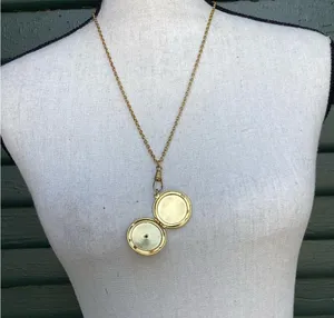 Gold toned locket Necklace with Floral Design thumbnail 3
