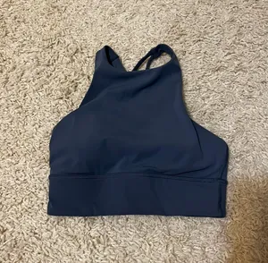 Lululemon Energy Bra Long Line High Neck Tough Iron Blue Size 4 thumbnail 2