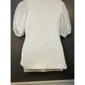 Pilcro Shirt Womens Small White Henley Puff Short Sleeve Textured Tee Top thumbnail 7