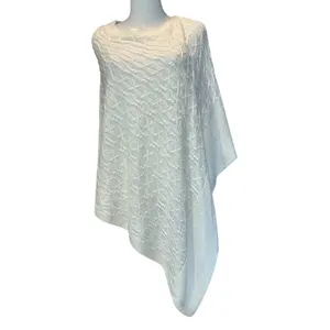 Cable Knit Poncho Cape NWT Kim Rogers Curvy Ivory 1X Sleeveless Boho Y2K Casual thumbnail 2