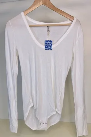 NWT Free People Women's White Bodysuit Medium thumbnail 1