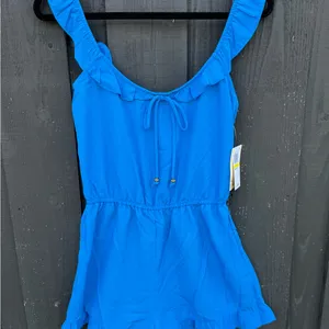 NWT bebop Bright Blue Ruffle Romper Sz M juniors thumbnail 2