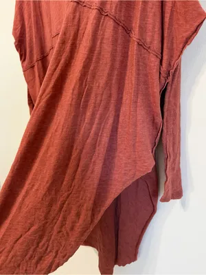 Free People Oversized Long Sleeve Tunic Top Size XS Orange Boho thumbnail 6