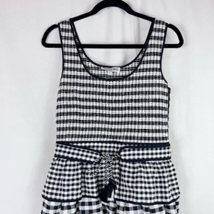 Hunter Bell Andrea Black White Gingham Smocked Tiered Midi Dress Anthropologie 6 thumbnail 4