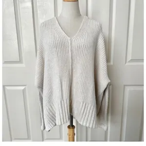 Free People cream V neck long sleeve oversized sweater thumbnail 3