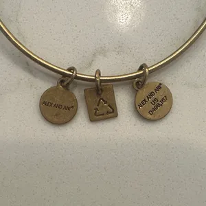 Alex and Ani Gold Nautical Wheel Charm Bangle Bracelet thumbnail 4