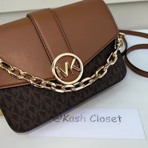 Michael Kors Brown Carmen Small Monogram Flap Crossbody thumbnail 5