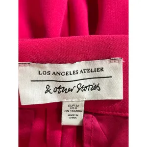 & Other Stories Pink Pleated Belted High Rise Straight Trousers Dress Pants Sz 0 thumbnail 5
