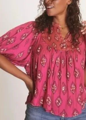 By Anthropologie pink boho dolman sleeve blouse M thumbnail 1