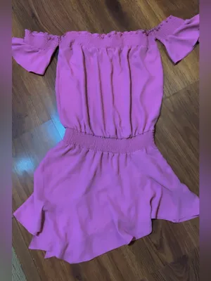 Amanda Uprichard Pink Off-Shoulder Smocked Mini Dress Ruffle Hem Medium thumbnail 2