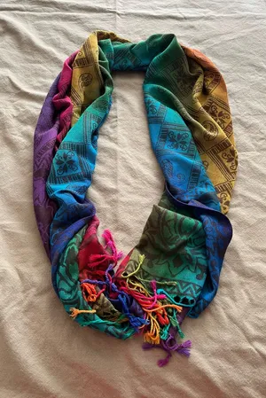 Handwoven Rainbow Paisley Wrap thumbnail 1