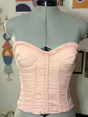 White Fox Don’t Judge Me Strapless Bustier Top Baby Pink XS NWT thumbnail 2